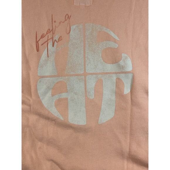 Aerie Sweater Womens Medium Bright Orange Pink Distressed Oversized 3/4 Sleeves - Picture 14 of 14